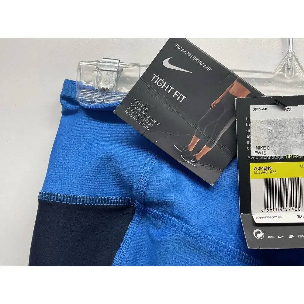 Nike Dri Fit Training Tight Fit Woman’s Size Small Blue Leggings With Stripe New